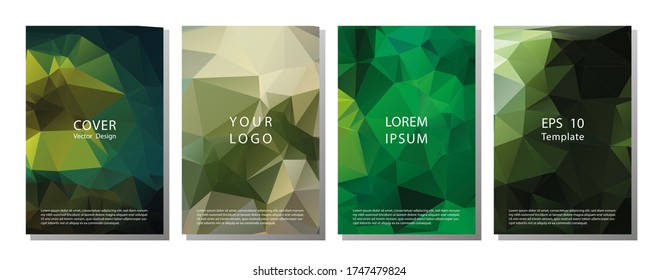 Annual low poly report brochure flyer design template vector, Leaflet, presentation book cover templates, layout in A4 size  Creative modern bright concept circle round shape.