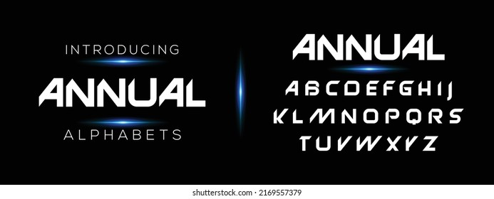 ANNUAL Luxury Minimal Modern Tech Alphabet Letter Fonts. Typography minimal style font set for logo, Poster. vector san sans serif typeface illustration. 