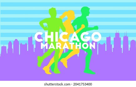 jährliches Marathonlauf-Event in Chicago Design Poster Illustration auf Vektoreps10.