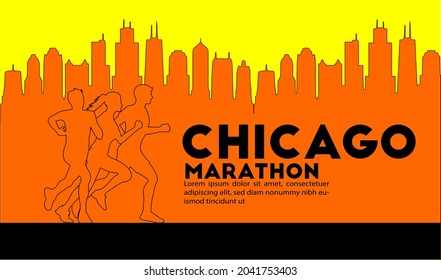 jährliches Marathonlauf-Event in Chicago Design Poster Illustration auf Vektoreps10.