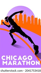 annual marathon running event in Chicago design poster illustration on vector eps 10.