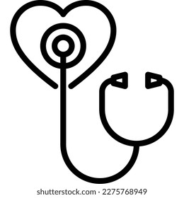 Icono de la línea delgada de chequeo médico anual. Diagnósticos médicos en fase temprana. Cardiología. Estetioscopio en el corazón. Ilustración vectorial.