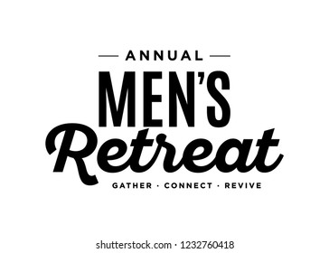 Annual Men's Retreat Religious Gathering Event, Church Retreat, Vector Text Typography Illustration Background