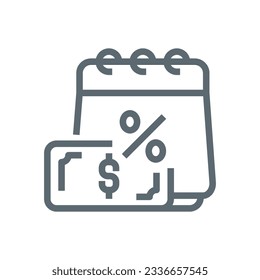 annual or monthly fee concept illustration line icon design editable vector eps10