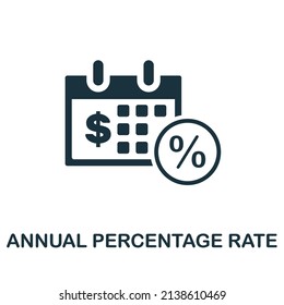 Jährliche prozentuale Pauschale Symbol Farbiges Elementzeichen aus der Auditorensammlung. Flat Annual prozentage Rate Symbol für Webdesign, Infografiken und mehr.