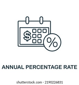 Jährliche prozentuale Pauschale Symbol Farbiges Elementzeichen aus der Auditorensammlung. Flat Annual prozentage Rate Symbol für Webdesign, Infografiken und mehr.