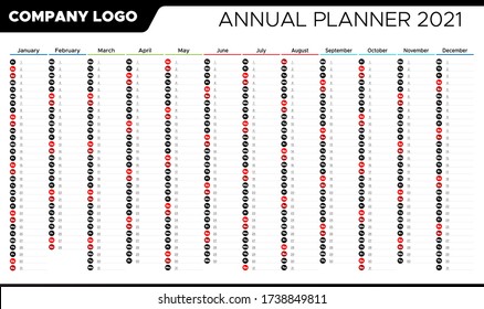 Annual Planner 2021 With Space For Your Company Logo.