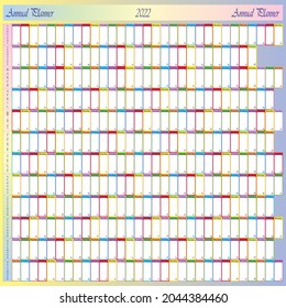 Planner anual 2022 cuadrado con color específico para cada día de semana - PARA ser personalizado con su LOGO