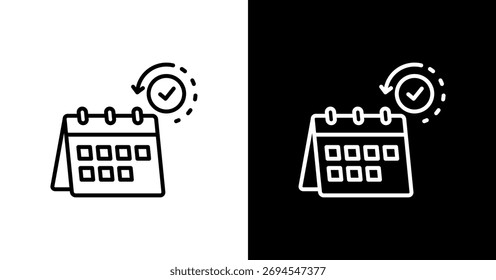 Diseño de conjunto de iconos blancos de planificador anual