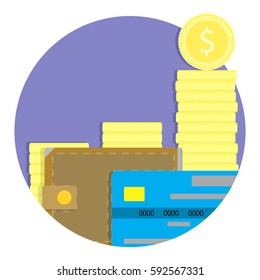Annual profit vector icon. Banking finance, wallet and cash illustration
