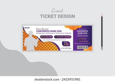 Annual program corporate business event ticket design, modern template