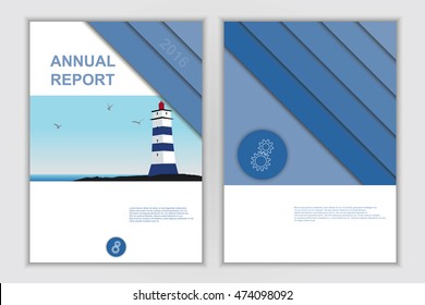Annual report 2016. Book cover layout design. Blue abstract vector presentation templates.