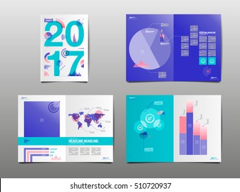 informe anual de 2017, diseño de plantillas, libro de presentación. ilustración vectorial,fondo plano abstracto de presentación.