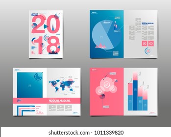 Annual Report 2018, Cover Design Template , Abstract Background, Vector.