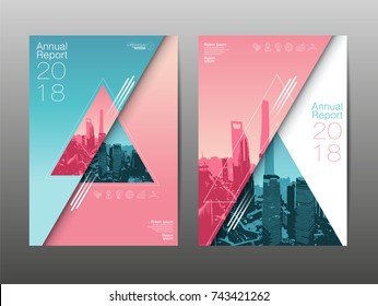 annual report 2018 ,future, business, template layout design, cover book. vector illustration, presentation abstract flat background.