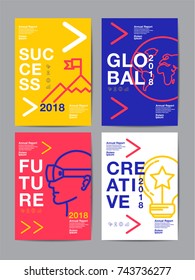 annual report 2018,2019,2020 ,future, business, template layout design, cover book. vector colorful, infographic, abstract flat background.