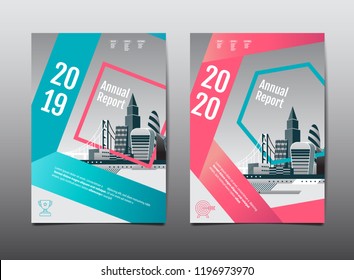 annual report 2019,2020 ,future, business, template layout design, cityscape, cover book. vector illustration, abstract flat background.