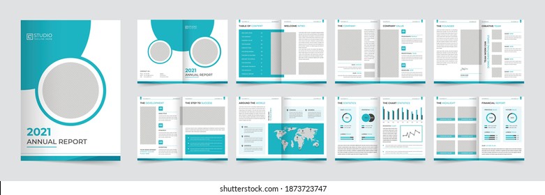 annual report 2021, 16 pages corporate brochure templates