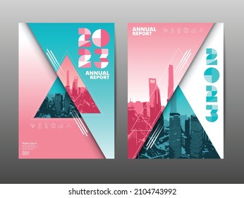 annual report 2022,2023 , template layout design, cover book. presentation abstract flat background.
