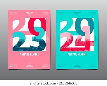 annual report 2023,2024 ,template layout design, Typography flat design, geometric vector illustration