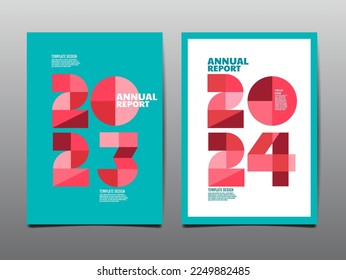 annual report 2023,2024 ,template layout design, Typography flat design, geometric vector illustration svg