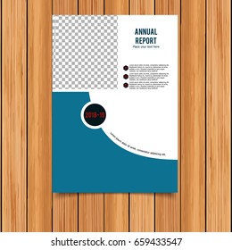 Annual Report. A4 Size. Blue Color Template Design with Place for Image.
