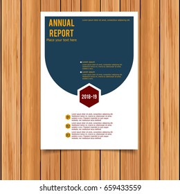Annual Report. A4 Size. Blue and Yellow Color Template Design with Place for Image.