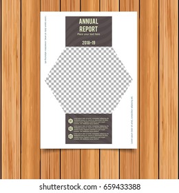 Annual Report. A4 Size. Light Brown Color Template Design with Place for Image.