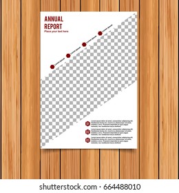 Annual Report. A4 Size. White and Red Color Template Design with Place for Image.