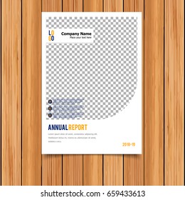 Annual Report. A4 Size. Yellow and Blue Color Template Design with Place for Image.