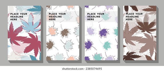 Annual Report abstract cover design corporate multicolor with leafy type geometric background Figure for textiles. Simple childish cartoon flat style. 