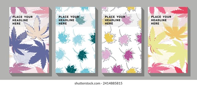 Annual Report abstract cover design corporate multicolor with leafy type geometric background Bright botanical background with tropical leaves.