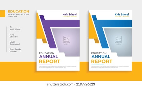 Annual report book cover or education flyer template design