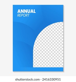 
Annual report book cover template with a modern minimalist blue design