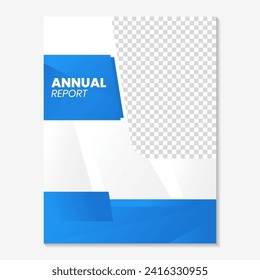 
Annual report book cover template with a modern minimalist blue design