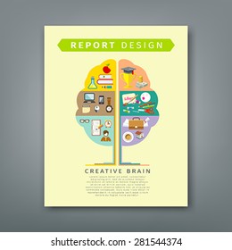 Annual report brain concepts colorful tree shape design background, vector illustration