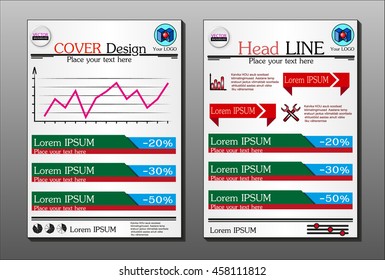 Annual report brochure design template vector, Leaflet cover presentation abstract flat background