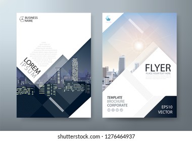 Annual report brochure flyer design, Leaflet presentation, book cover templates, layout in A4 size. Day and night image. vector.