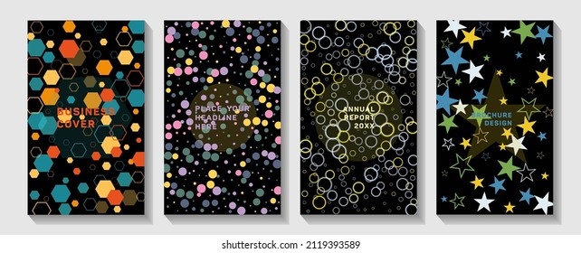 Annual report brochure flyer design template vector, Leaflet, presentation book cover templates. Hand textured with stripes and scribbles. Modern contemporary art. 