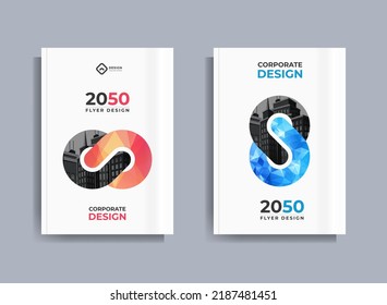 Annual report brochure flyer design template with INFINITY Symbol, Leaflet cover presentation abstract flat background, layout in A4 size - Vector