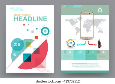 Annual report brochure flyer design template vector, Leaflet cover presentation abstract technology background, layout in A4 size. Vector illustration. 
