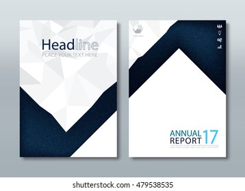 Annual report brochure flyer design template vector, Leaflet cover presentation abstract flat background, book cover templates, layout in A4 size.crumpled paper and jeans denim texture image.