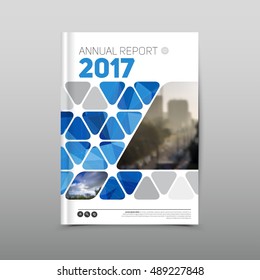 Annual report brochure flyer design template, Blue colored vector, Leaflet cover presentation abstract background