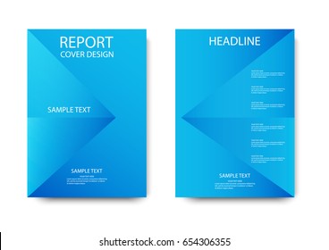 Annual report brochure flyer design template, book cover design, blue color, A4, vector illustration