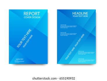 Annual report brochure flyer design template, book cover design, blue color, A4, vector illustration