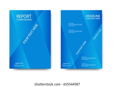 Annual report brochure flyer design template, book cover design, blue color, A4, vector illustration