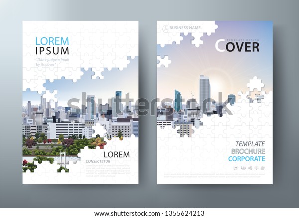 Annual report brochure, flyer design, Leaflet\
cover presentation abstract flat background, book cover templates,\
Jigsaw puzzle image.\
