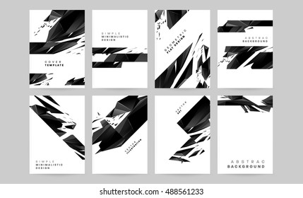 Annual report brochure flyer geometric design template vector, abstract technology backgrounds set, A4 layout size