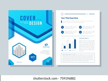 Annual report, brochure, flyer, magazine abstract background blue cover vector size template A4. Corporate Presentation, Poster, Banner, Color Book