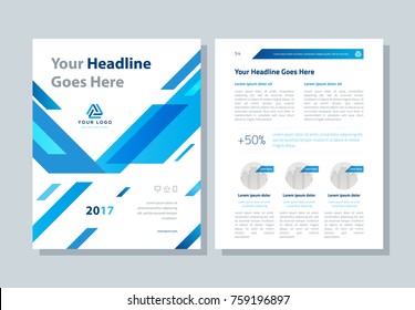 Annual report, brochure, flyer, magazine abstract background blue cover vector size template A4. Corporate Presentation, Poster, Banner, Color Book